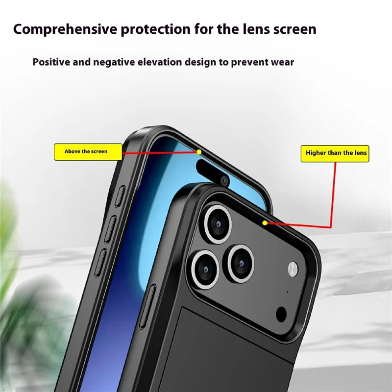 For iPhone 17 Pro Max Case with Sliding Card Holder PC + TPU Phone Back Cover - Sky Blue