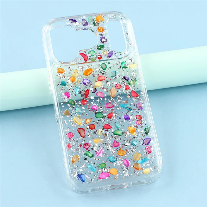 JAUCASE For iPhone 17 Pro Case Natural Colorful Stone Epoxy TPU PC Phone Back Cover - White