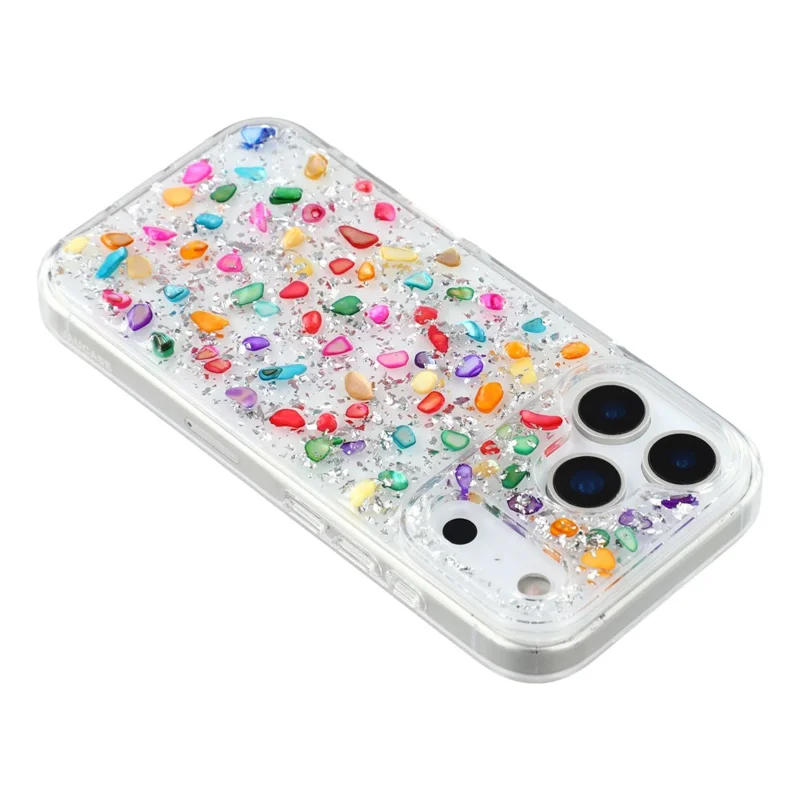 JAUCASE Für iPhone 17 Pro Max Hülle Natürlicher farbiger Stein Epoxid TPU PC Handyhülle - Weiß