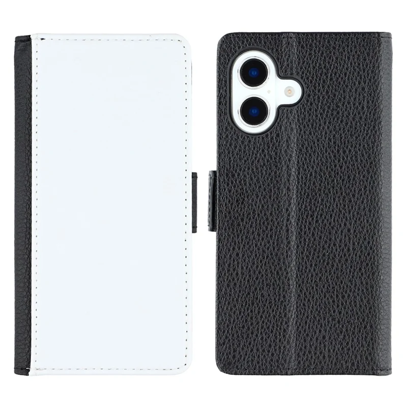Bulk Purchasing For iPhone 17 Wallet Case DIY Heat Transfer Printing Blank Leather Phone Cover with Stand  /  Litchi Texture