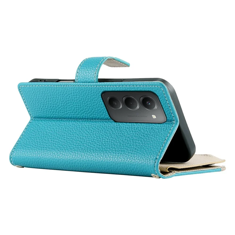 Für Xiaomi Redmi 15 5G Hülle Reißverschluss Geldbörse Farbige Ledertasche Flip Handyhülle mit Trageband - Seeblau