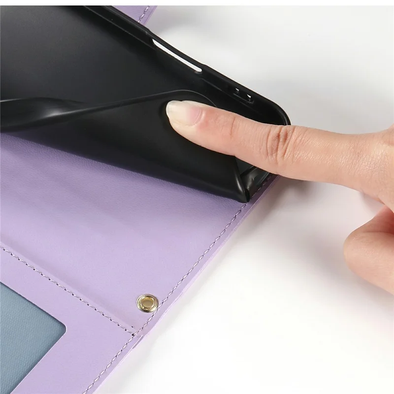 Custodia per Xiaomi Redmi 15 5G, Pelle con Cucitura a Rombo, Portafoglio e Supporto, con Cinturino Lungo/Corto - Viola