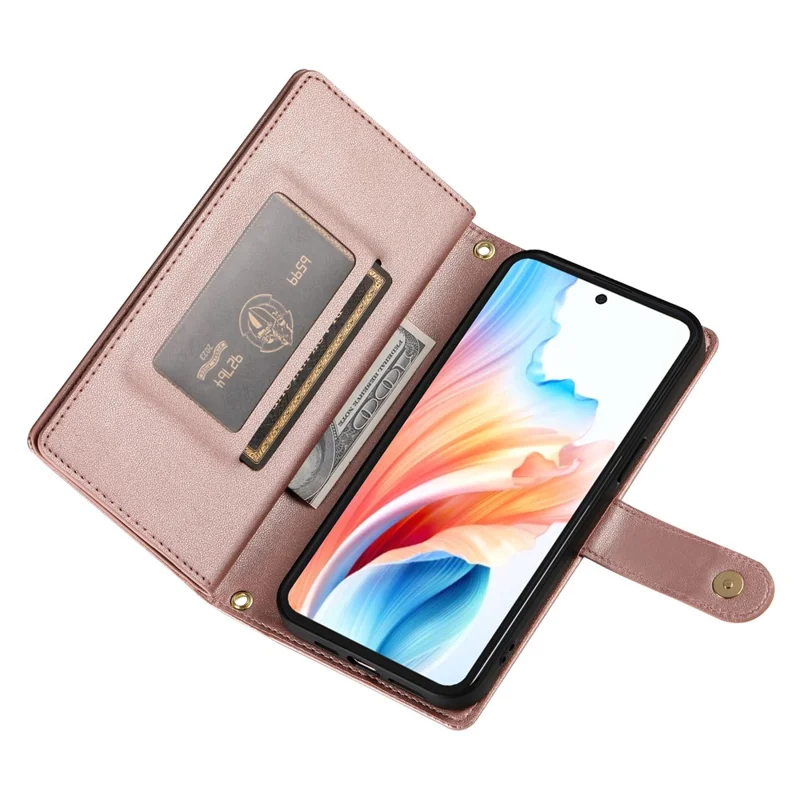 Leather Case For Honor X6c 4G  /  X5b  /  X5b Plus Zipper Pocket Wallet Phone Cover with Straps - Pink