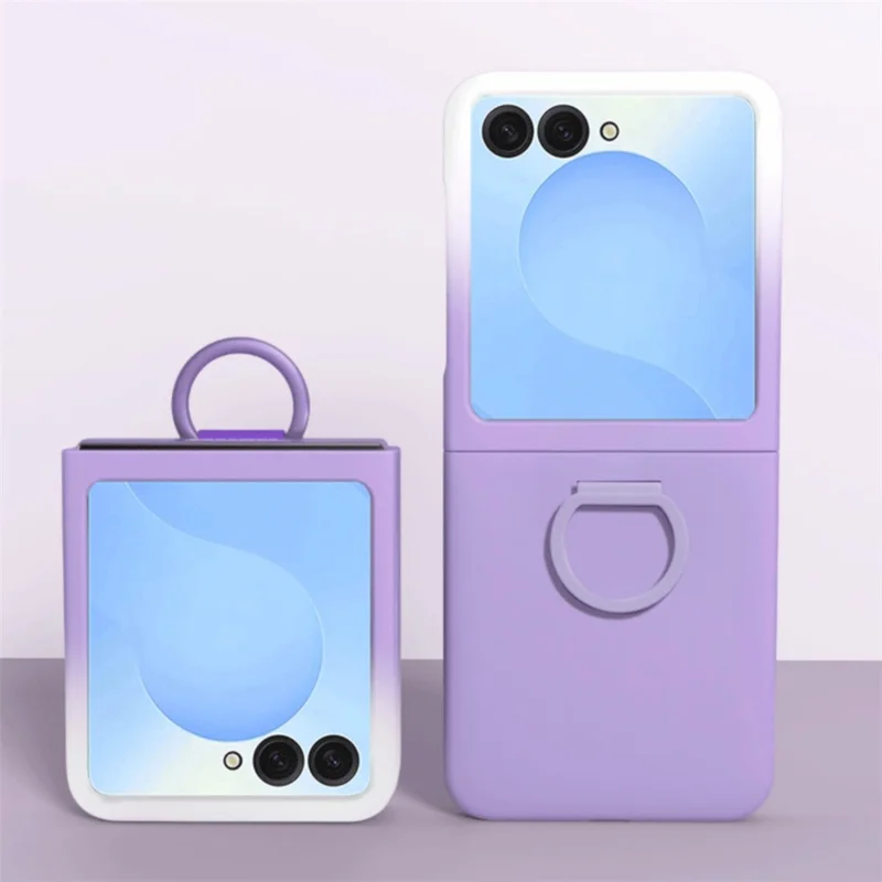 For Samsung Galaxy Z Flip7 5G Case Skin-touch PC + TPU Phone Cover with Ring Holder - Gradient Purple