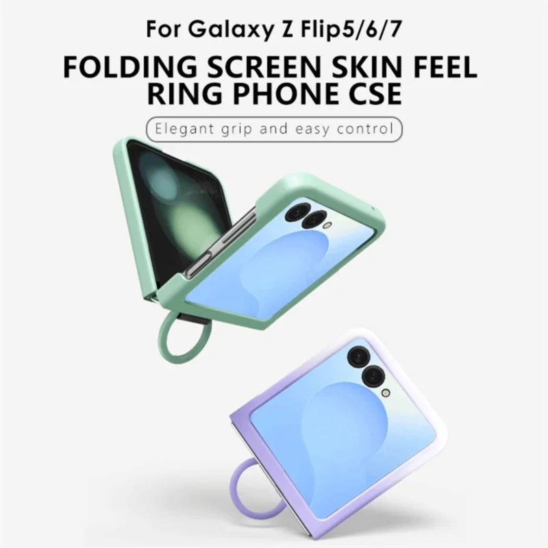 For Samsung Galaxy Z Flip7 5G Case Skin-touch PC + TPU Phone Cover with Ring Holder - Gradient Purple