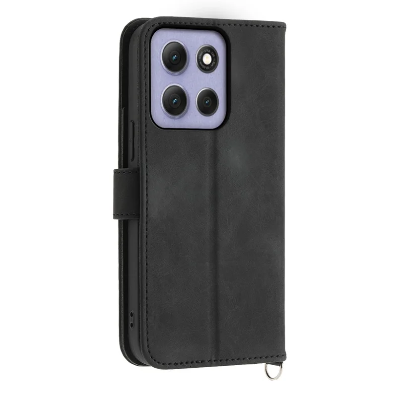 Funda Motorola Moto G86 5G Patrón de Flores Cartera de Piel Sintética con Correa - Negro