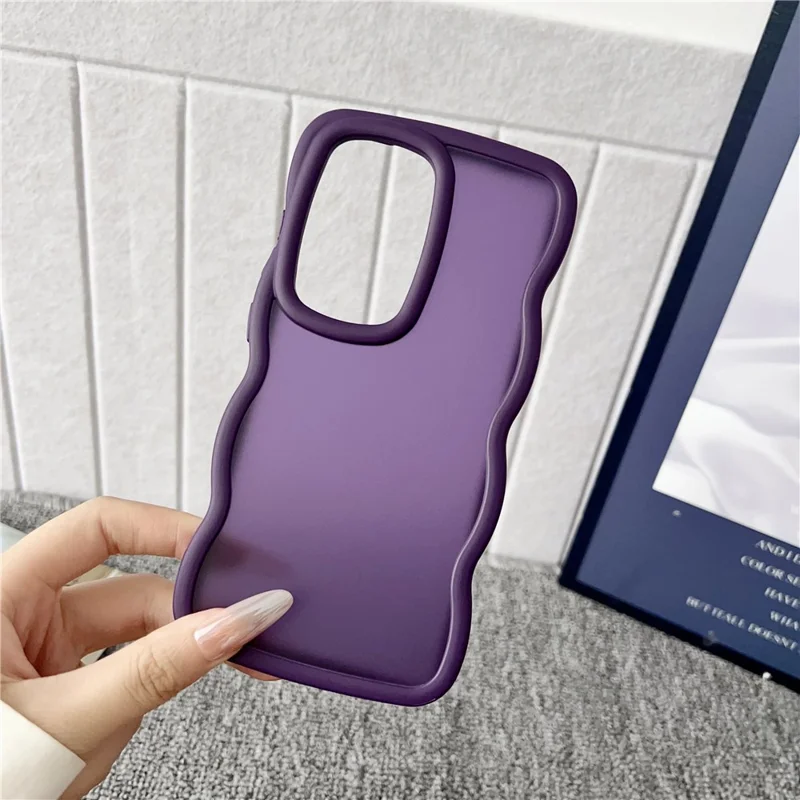 For Samsung Galaxy S25 Ultra Case Curly Wave Frame TPU + PC Skin-Touch Translucent Phone Cover - Grey