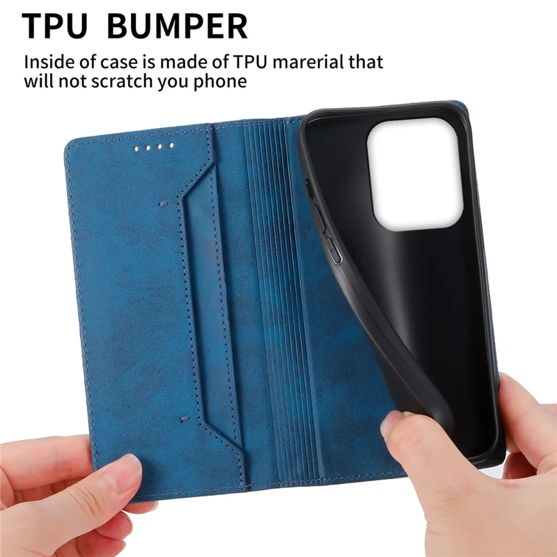 Xiaomi Redmi 15C 4G (Global) (171мм) / Чехол-бумажник RFID Blocking PU Leather для Poco C85 4G - синий