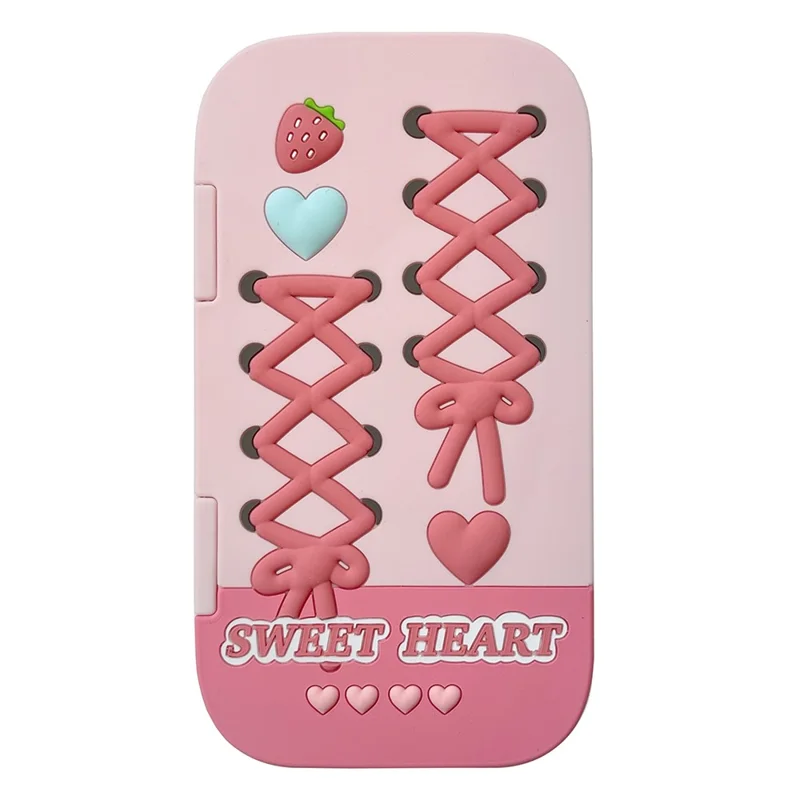 For iPhone 16 Pro Max Silicone Case Cute Flip Mirror Kickstand Shockproof Phone Back Cover