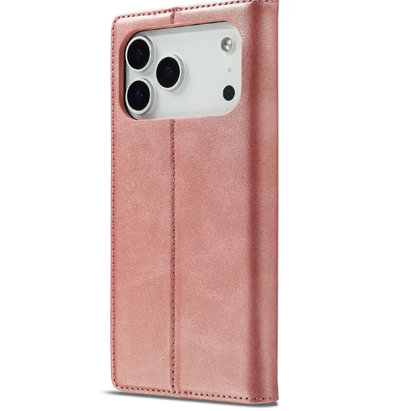 LC.IMEEKE For iPhone 17 Pro Case Wallet Microfiber Leather Phone Cover - Rose Gold