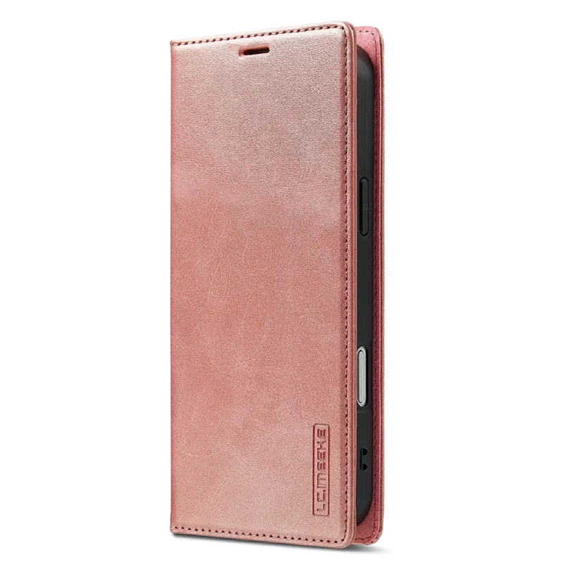 LC.IMEEKE For iPhone 17 Pro Max Case Wallet Microfiber Leather Phone Cover - Rose Gold