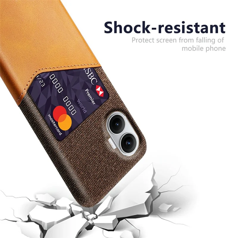 For Xiaomi Poco F7 5G / Redmi Turbo 4 Pro 5G Case PU Leather Cloth Texture Hard PC Phone Cover with Card Holder - Orange