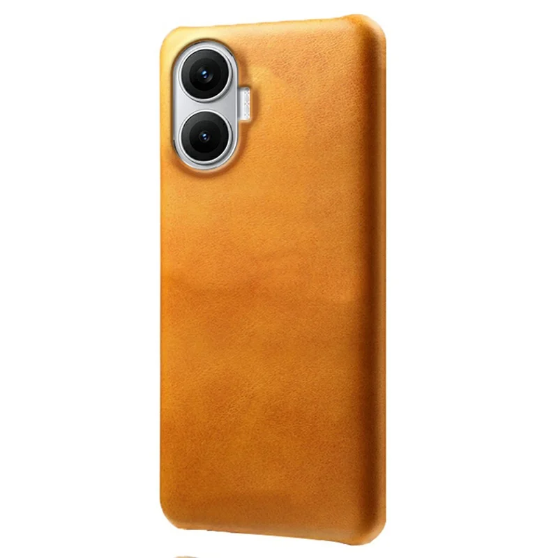 For Xiaomi Poco F7 5G / Redmi Turbo 4 Pro 5G Case Calf Texture PU Leather Hard PC Protective Phone Cover - Orange
