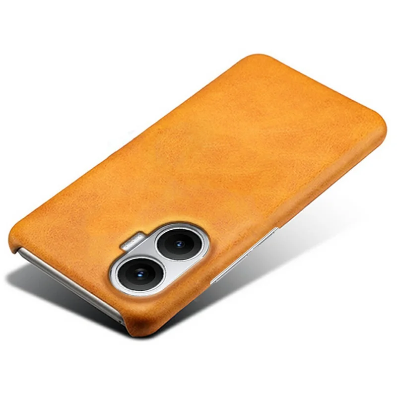 For Xiaomi Poco F7 5G / Redmi Turbo 4 Pro 5G Case Calf Texture PU Leather Hard PC Protective Phone Cover - Orange
