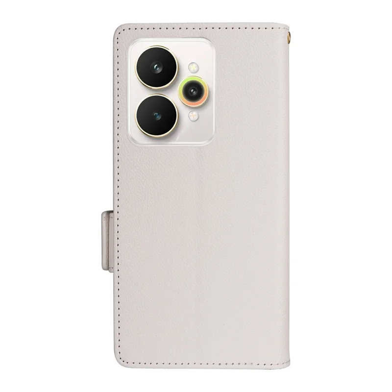 Funda para Realme 15 Pro 5G / 15 5G con Correa de Muñeca, Textura de Cuero Tipo Litchi, Cartera Protectora para Móvil - Blanco