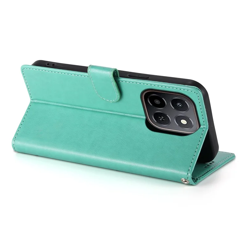 Wallet Case for Honor X6c 4G / X5b / X5b Plus Butterfly Floral Imprint PU Leather Phone Cover with Wrist Strap - Green