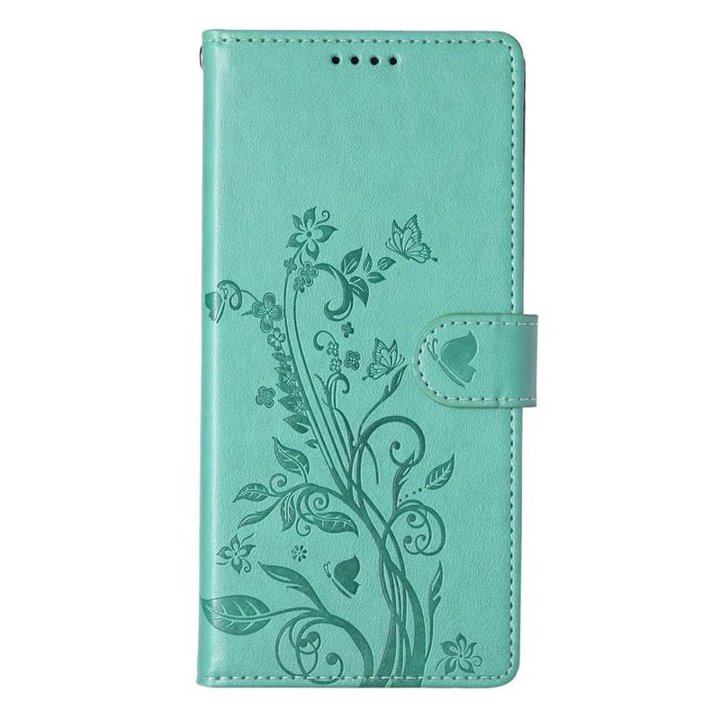 Wallet Case for Honor X6c 4G / X5b / X5b Plus Butterfly Floral Imprint PU Leather Phone Cover with Wrist Strap - Green