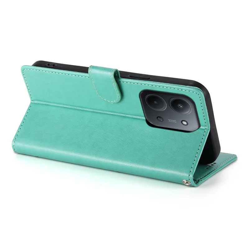 Capa de Telefone de Couro PU com Estampa de Borboleta Floral e Alça de Pulso para Xiaomi Redmi 15C 4G (Global) (171mm) / Poco C85 4G - Verde