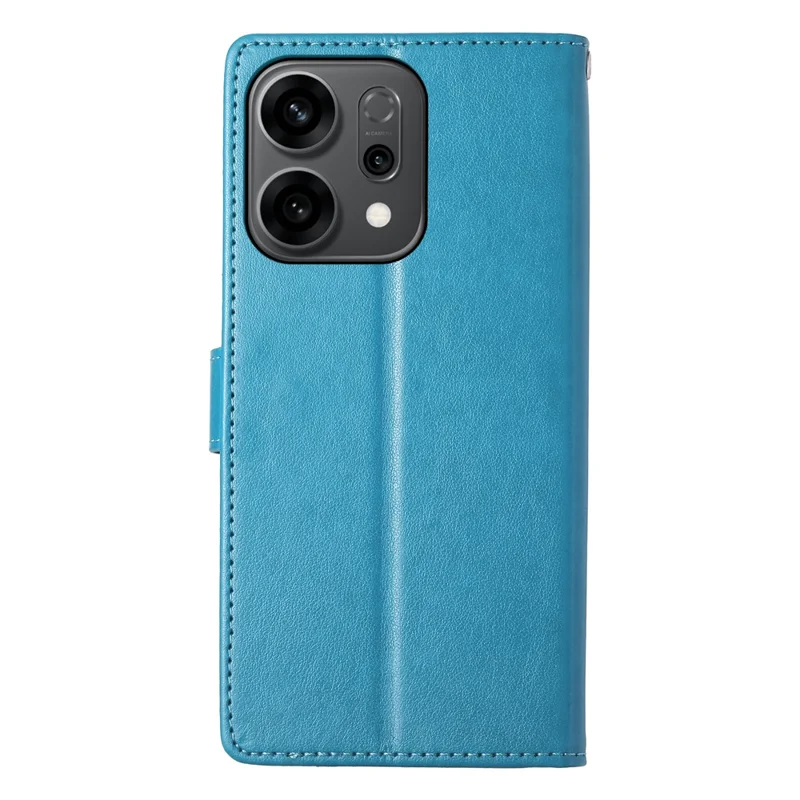 For Oppo Reno14 F 5G Wallet Case Butterfly Floral Imprint PU Leather Phone Cover with Wrist Strap - Blue
