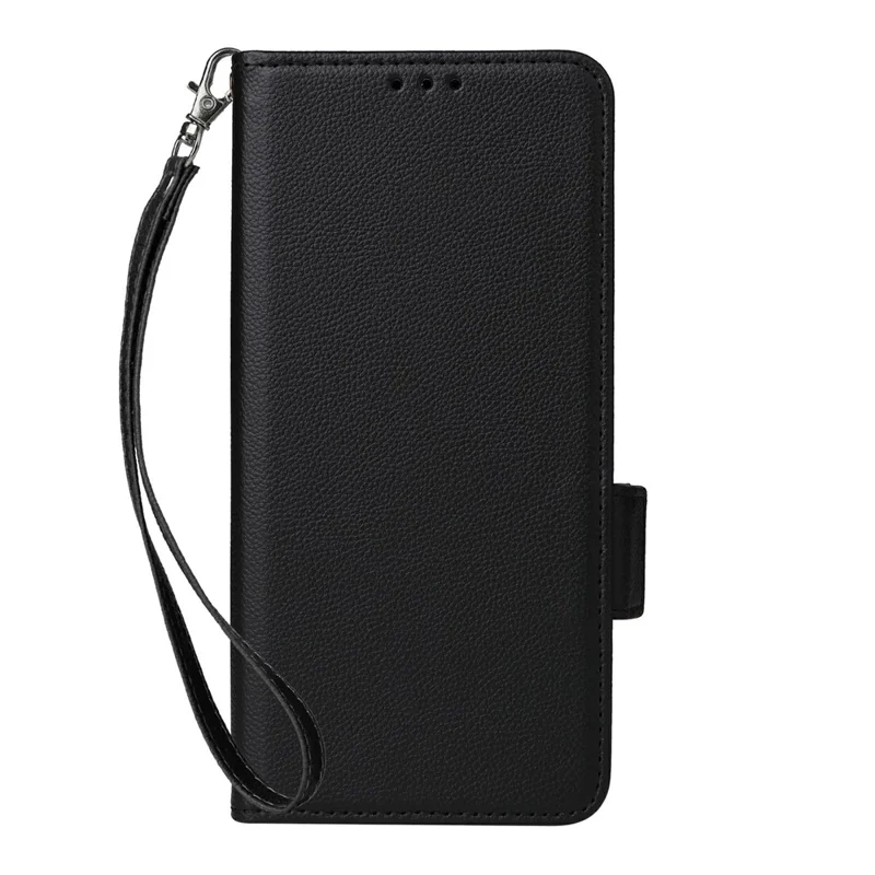 For Google Pixel 10 / 10 Pro Case with Wrist Strap Litchi Texture PU Leather Wallet Phone Cover - Black