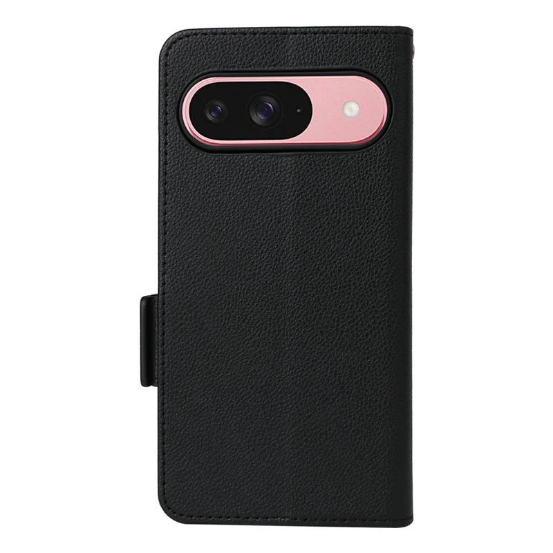 For Google Pixel 10 / 10 Pro Case with Wrist Strap Litchi Texture PU Leather Wallet Phone Cover - Black
