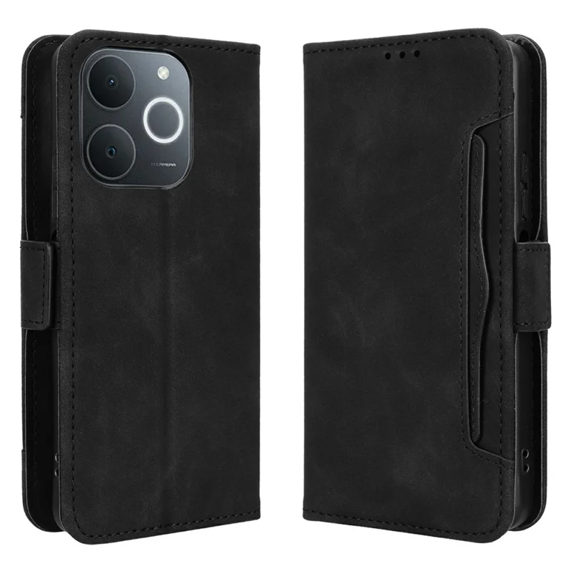 Étui en cuir pour Realme Note 70T 4G / Narzo 80 Lite 4G / Realme C71 4G (Inde) Housse de portefeuille pour téléphone avec plusieurs emplacements pour cartes - Rouge - Noir