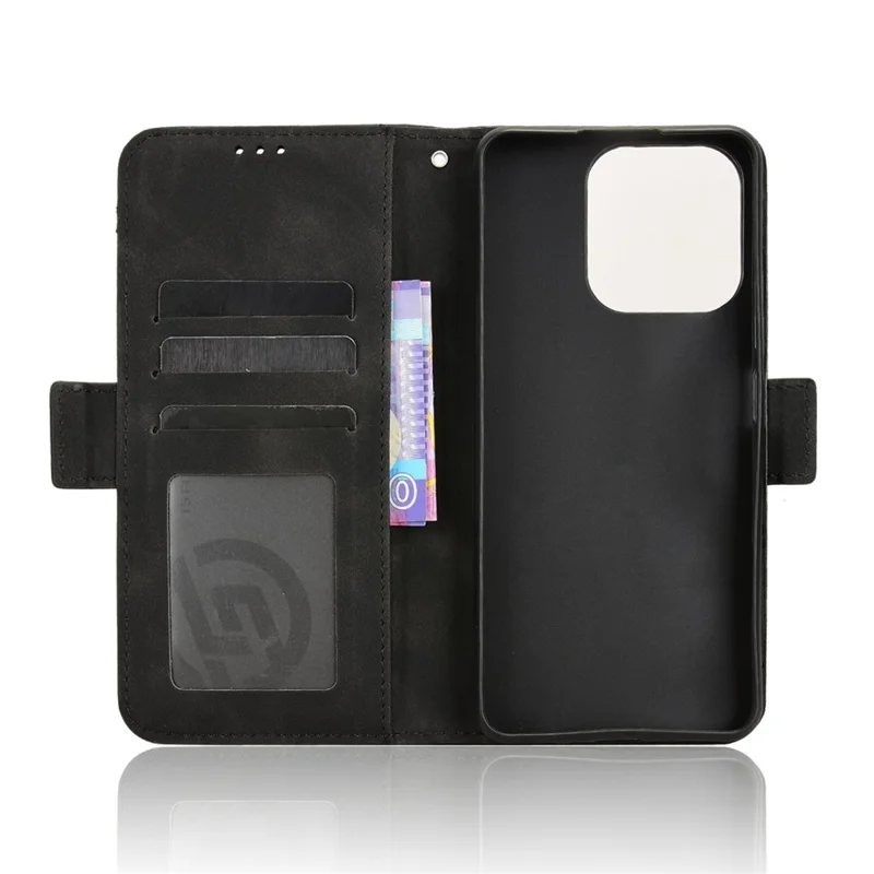 Étui en cuir pour Realme Note 70T 4G / Narzo 80 Lite 4G / Realme C71 4G (Inde) Housse de portefeuille pour téléphone avec plusieurs emplacements pour cartes - Rouge - Noir