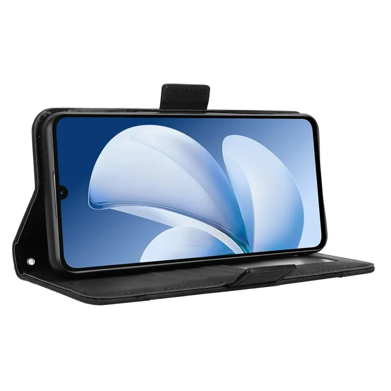 Étui en cuir pour Realme Note 70T 4G / Narzo 80 Lite 4G / Realme C71 4G (Inde) Housse de portefeuille pour téléphone avec plusieurs emplacements pour cartes - Rouge - Noir