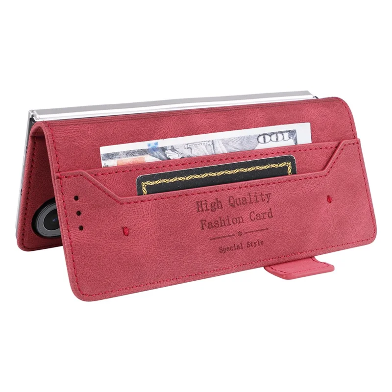 Per Samsung Galaxy Z Fold7 5G Custodia in Pelle Portafoglio Flip Phone Cover con Decorazione Hardware - Rosa