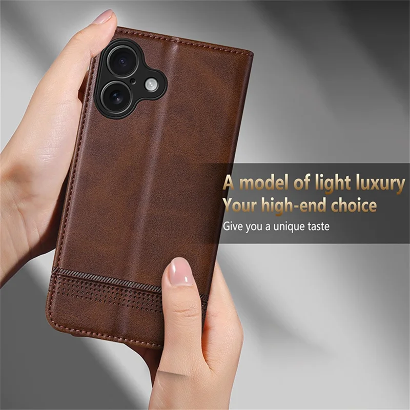 AZNS Per iPhone 17 Case Texture in Pelle di Mucca PU Portafoglio Custodia per Telefono - Caffè