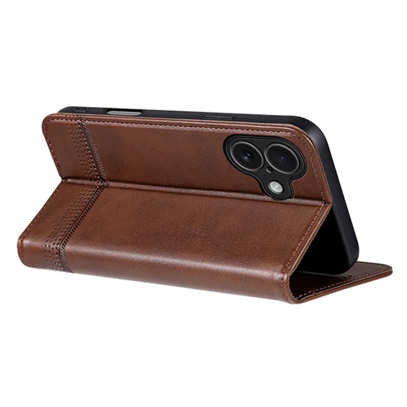 AZNS Per iPhone 17 Case Texture in Pelle di Mucca PU Portafoglio Custodia per Telefono - Caffè