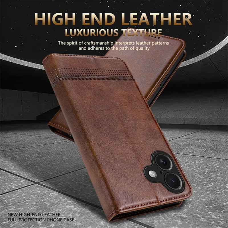 AZNS Per iPhone 17 Case Texture in Pelle di Mucca PU Portafoglio Custodia per Telefono - Caffè