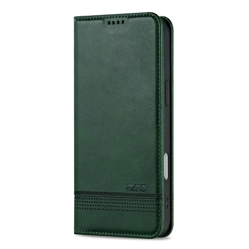 AZNS For iPhone 17 Pro Case Cowhide Texture PU Leather Wallet Phone Cover - Green