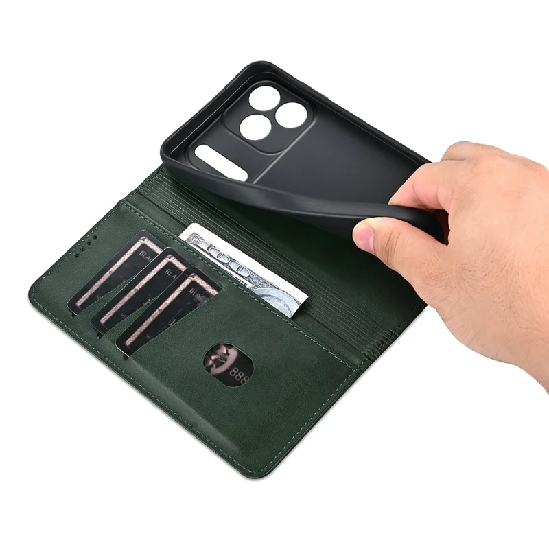 AZNS For iPhone 17 Pro Case Cowhide Texture PU Leather Wallet Phone Cover - Green