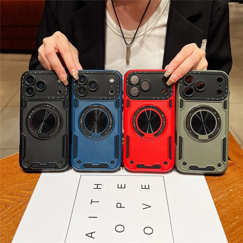 For iPhone 17 Pro Case Ring Kickstand PC + TPU Schokbestendige Telefoonaanhang - Groen