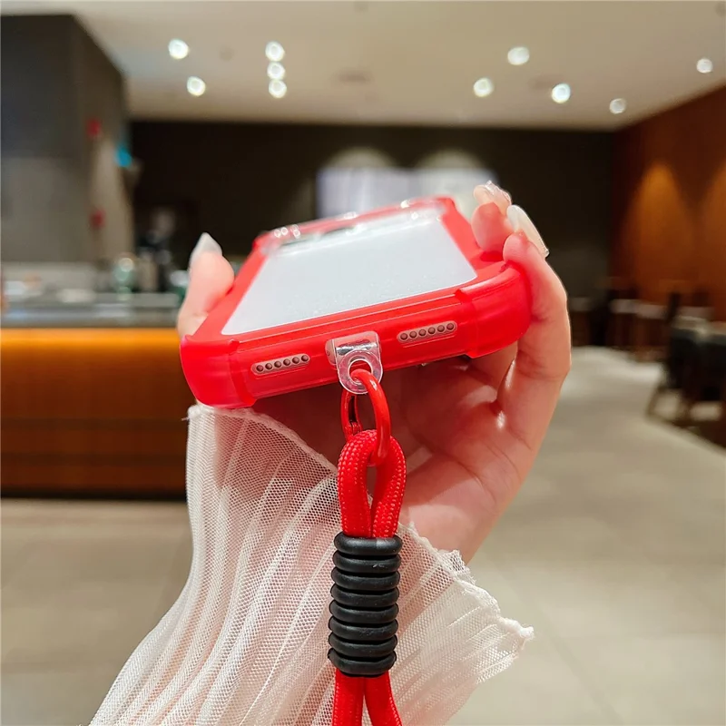 Capa para iPhone 17 Pro Max 3 em 1 TPU+PC Capa de telefone fosca à prova de choque com alça para a mão - Laranja