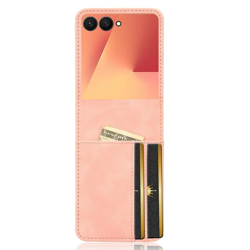Étui pour Samsung Galaxy Z Flip7 5G Design Séparable avec Emplacement pour Carte Cuir + PC Coque de Téléphone - Rose