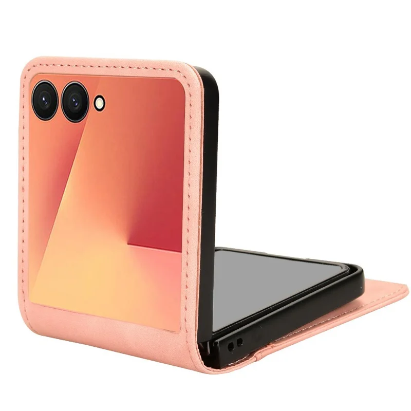 Étui pour Samsung Galaxy Z Flip7 5G Design Séparable avec Emplacement pour Carte Cuir + PC Coque de Téléphone - Rose