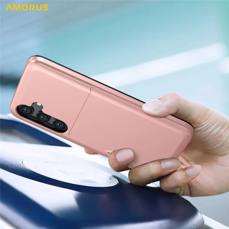 AMORUS For Samsung Galaxy S25 FE Case with Sliding Card Holder PC TPU Phone Back Cover - Green