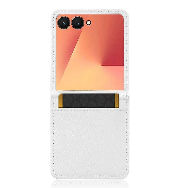 Для Samsung Galaxy Z Flip7 5G Чехол из искусственной кожи с текстурой под бриллиант и слотом для карты - Белый