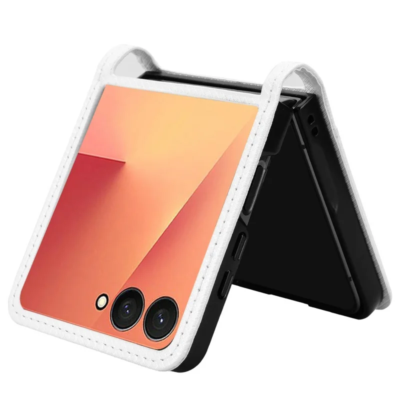 Для Samsung Galaxy Z Flip7 5G Чехол из искусственной кожи с текстурой под бриллиант и слотом для карты - Белый
