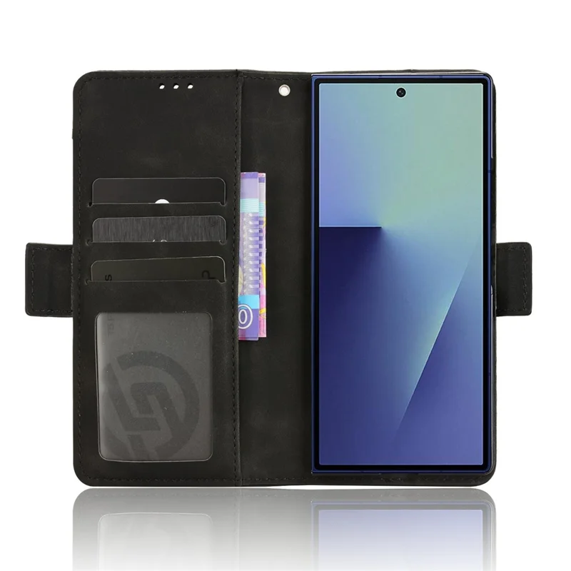 Für Samsung Galaxy Z Fold7 5G Ständer Hülle mit Stiftehalter Leder Geldbörse Handyhülle - Schwarz