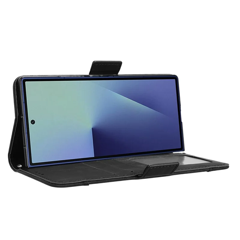 Für Samsung Galaxy Z Fold7 5G Ständer Hülle mit Stiftehalter Leder Geldbörse Handyhülle - Schwarz