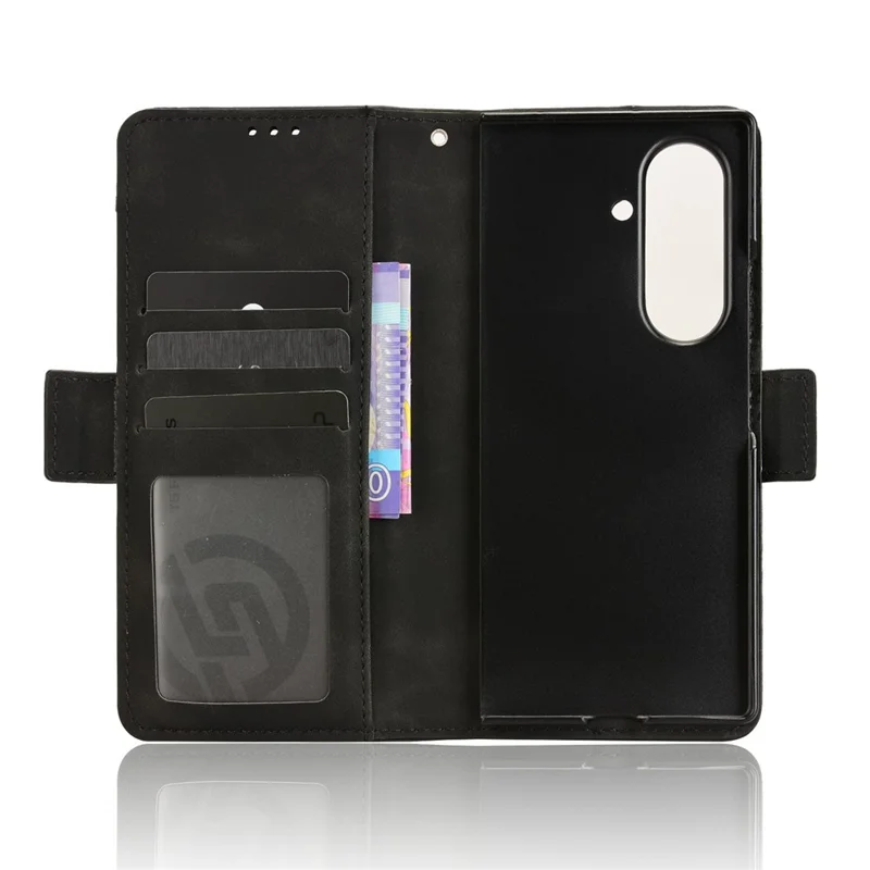 Für Samsung Galaxy Z Fold7 5G Ständer Hülle mit Stiftehalter Leder Geldbörse Handyhülle - Schwarz