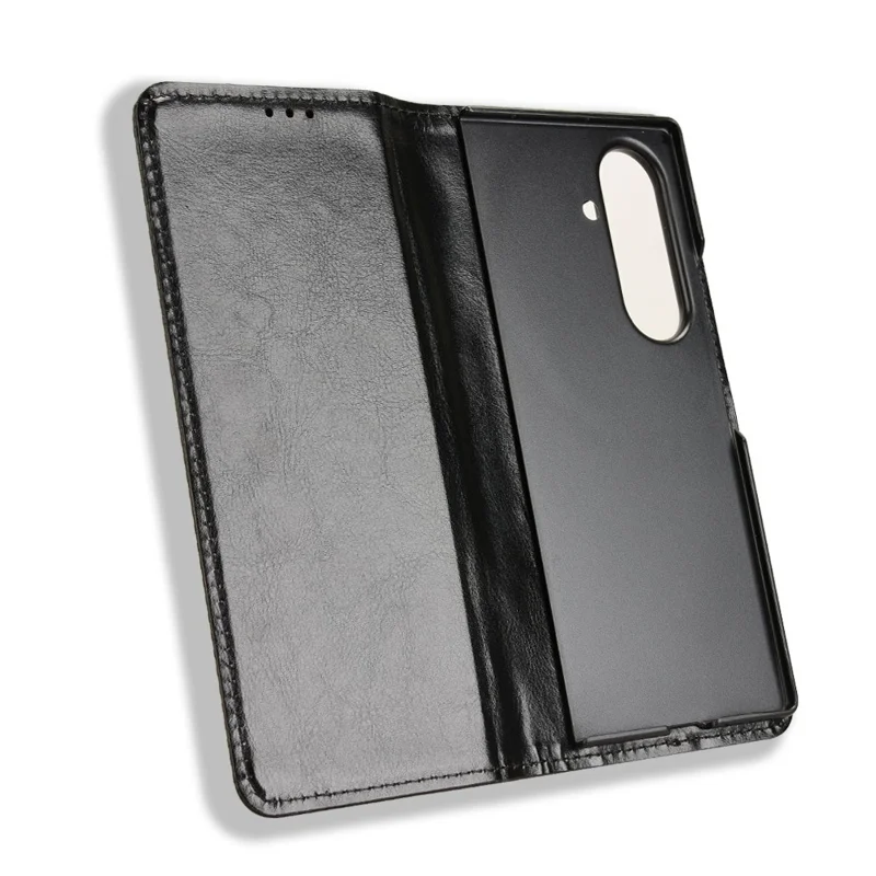 Für Samsung Galaxy Z Fold7 5G Hülle mit Stifthalter Retro PU-Leder Handyhülle - Schwarz