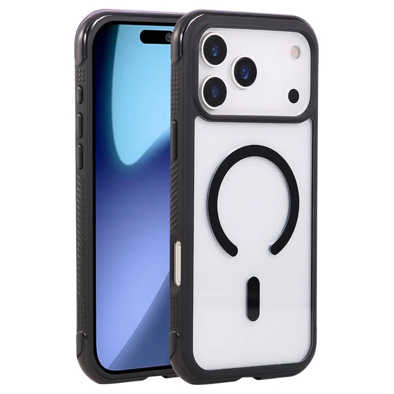 For iPhone 17 Pro Case Compatibel met MagSafe TPU + PC Transparante Beschermmende Telefoonhoes - Zwart
