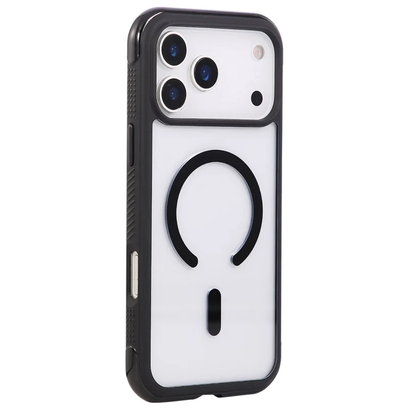 For iPhone 17 Pro Case Compatibel met MagSafe TPU + PC Transparante Beschermmende Telefoonhoes - Zwart