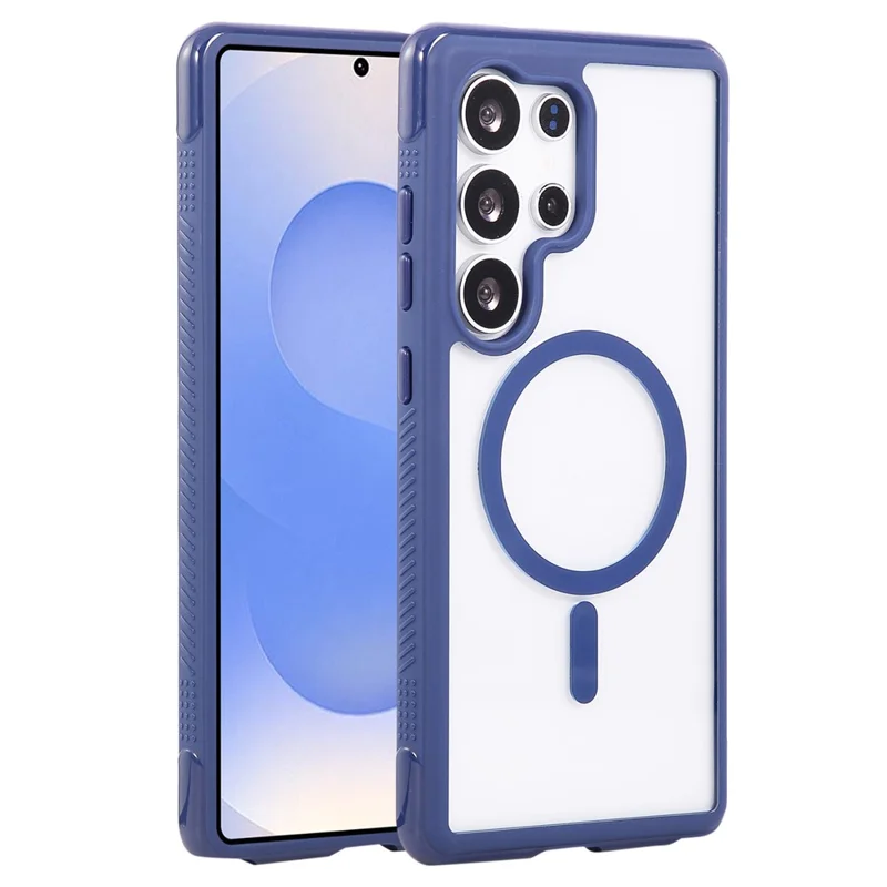 For Samsung Galaxy S25 Ultra Magnetic Case TPU + PC Transparent Protective Phone Cover - Sapphire