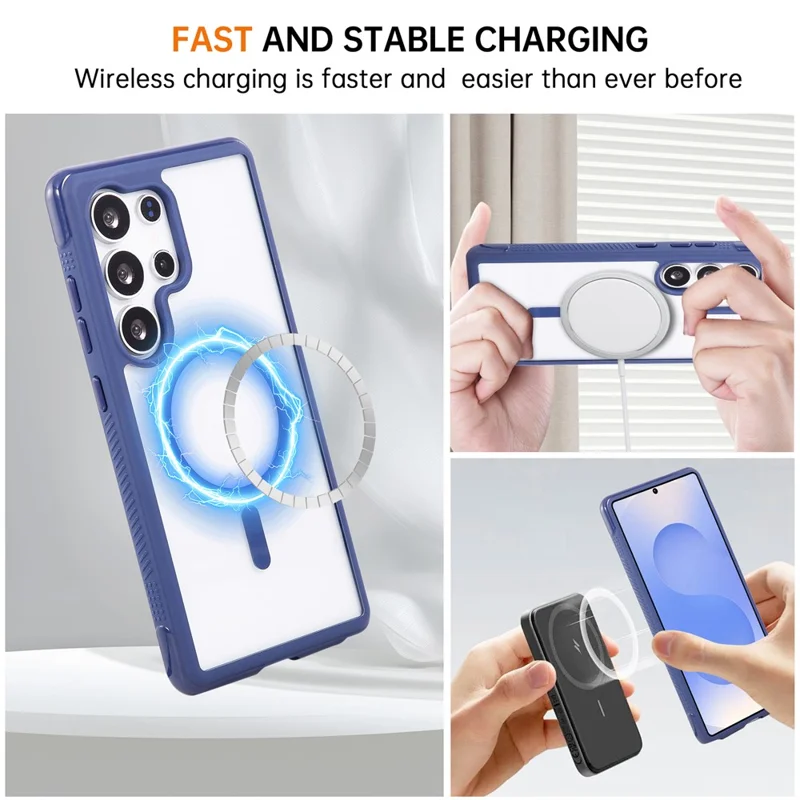 For Samsung Galaxy S25 Ultra Magnetic Case TPU + PC Transparent Protective Phone Cover - Sapphire