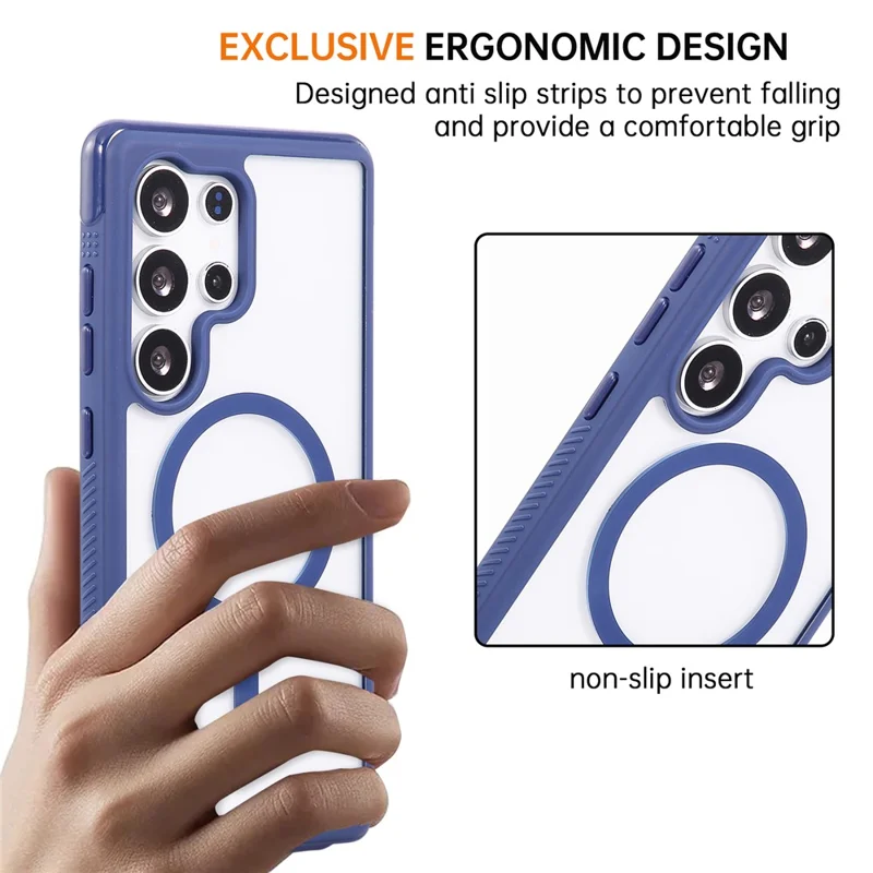 For Samsung Galaxy S25 Ultra Magnetic Case TPU + PC Transparent Protective Phone Cover - Sapphire